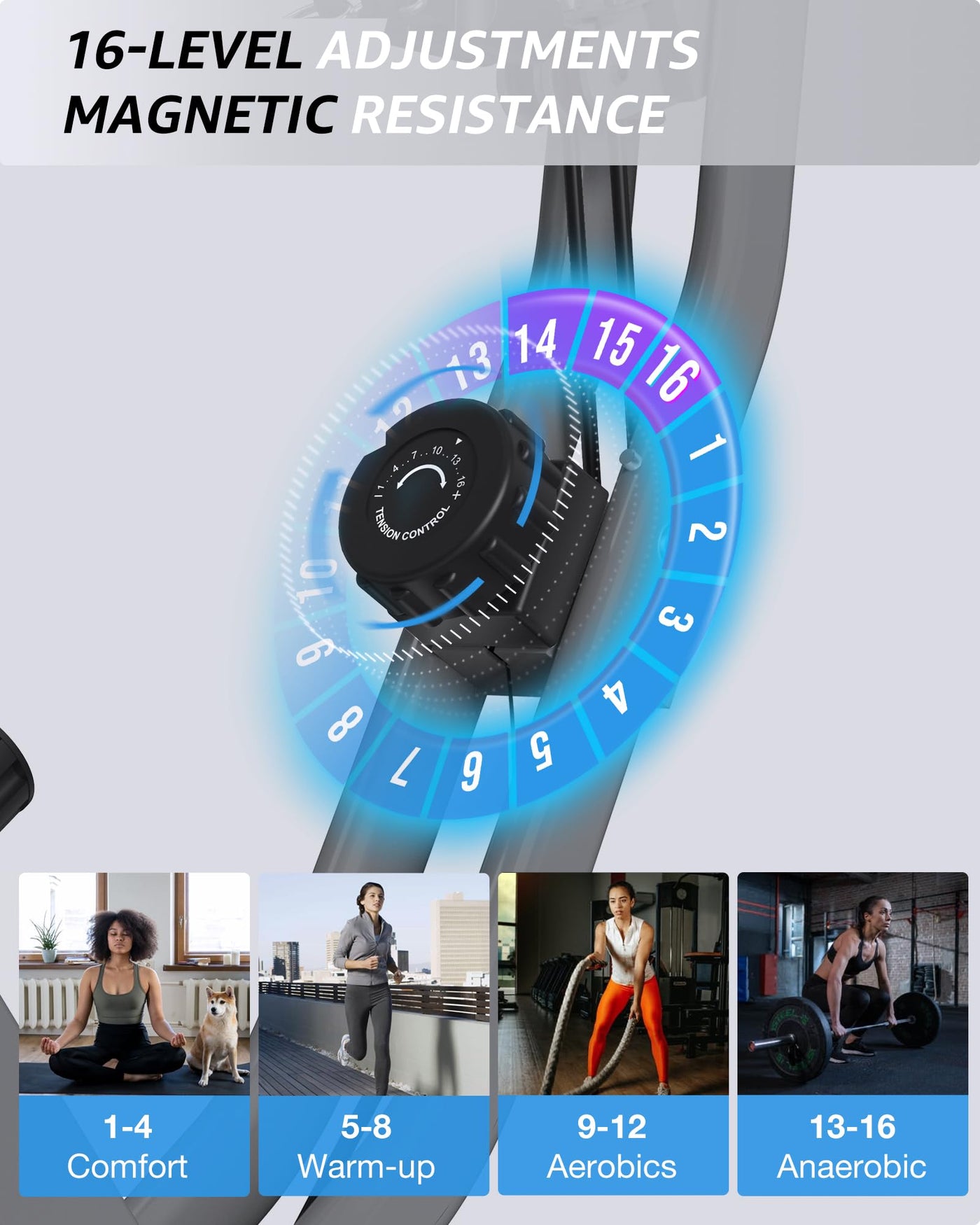 Foldable Exercise Bike 5 IN 1 with 16-Level Magnetic Resistance, Silent 20dB Operation & 300LB Capacity - Dreamchaser Headquarters