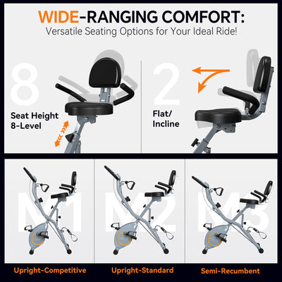 User engaged in fitness activity on the foldable exercise bike for home workouts.
