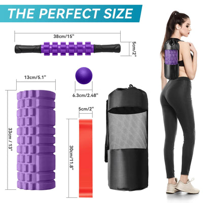 Krightlink 5 in1 Foam Roller Set for Deep Tissue Muscle Massage, High Density Fitness Exercise Foam Roller, Massage Roller, Massage Ball - Dreamchaser Headquarters