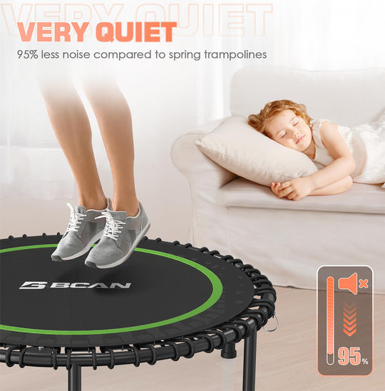 BCAN 40" Fitness Trampoline With Handle - Adjustable Foam, 450 LBS Capacity, Portable &amp; Quiet - Green - Dreamchaser Headquarters