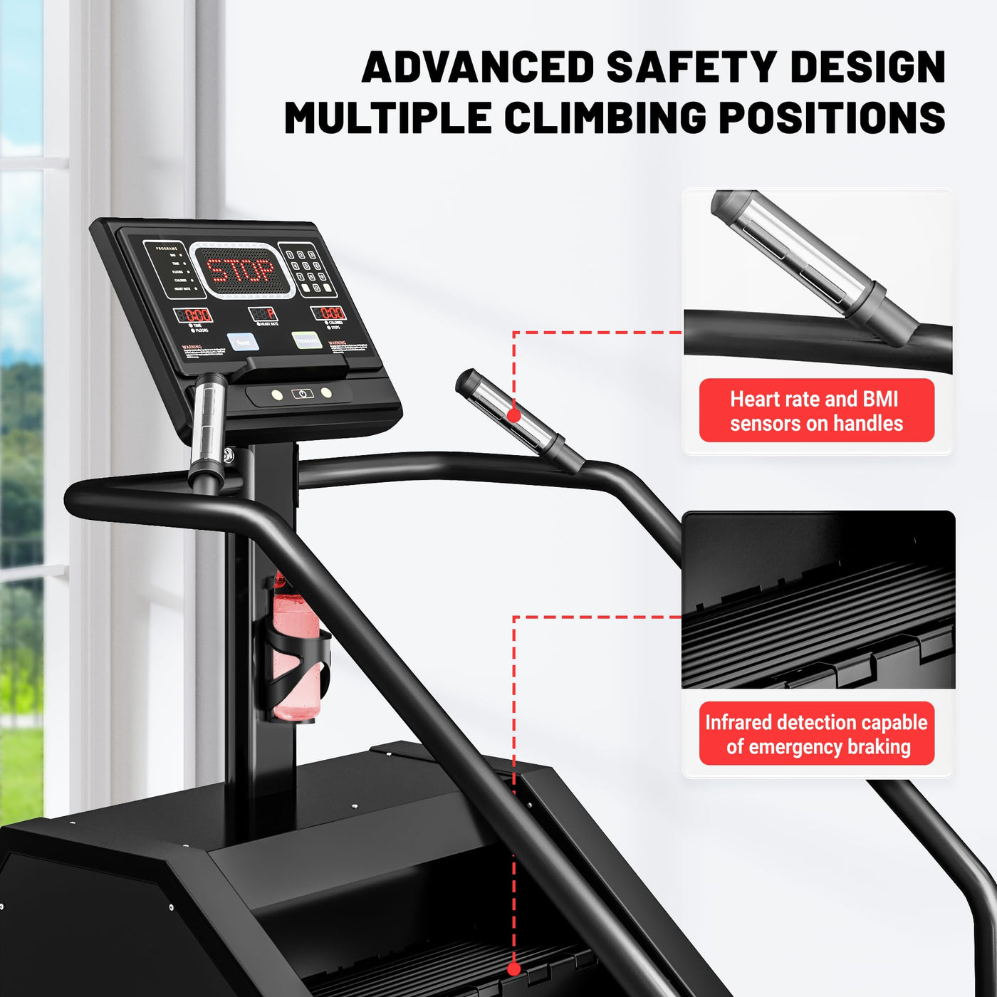 Jelens Stair Stepper Machine with LED Screen 440 LBS, Commercial Grade Stair Climber Exercise Machine for Home with 15 Resistance Levels for Cardio, 24-164 Steps/Minute (Black)