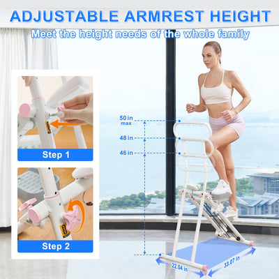 Comparative size of the folded HXD-ERGO vertical climber machine next to a bed for easy storage.