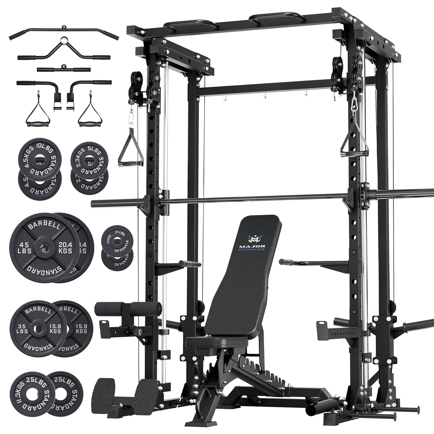 Major Fitness Drone3 Machine – All-in-One Home Gym Squat Rack with Weight Bar, Cable Crossover Machine - Dreamchaser Headquarters