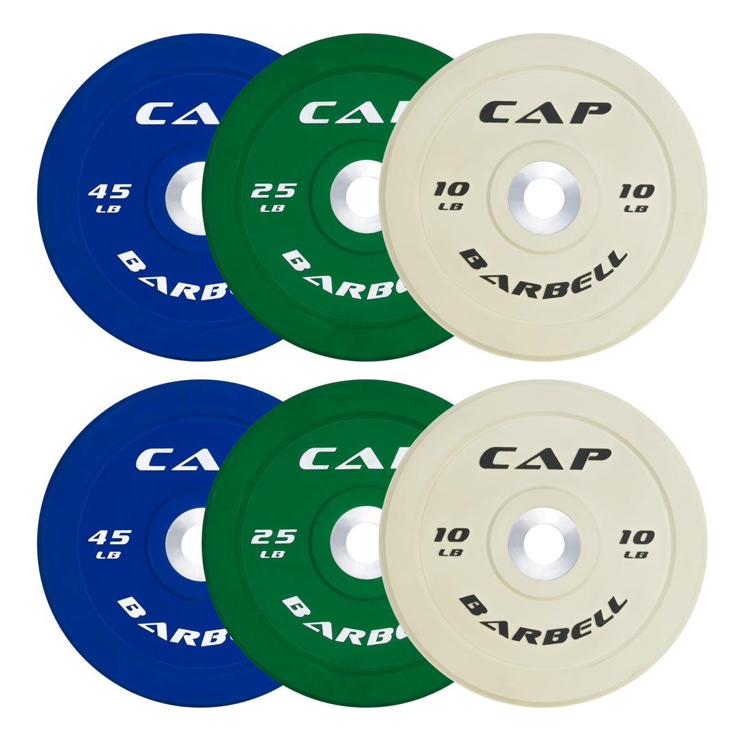 CAP Olympic Bumper Plate Weight Set 100–370LB for Home Gyms