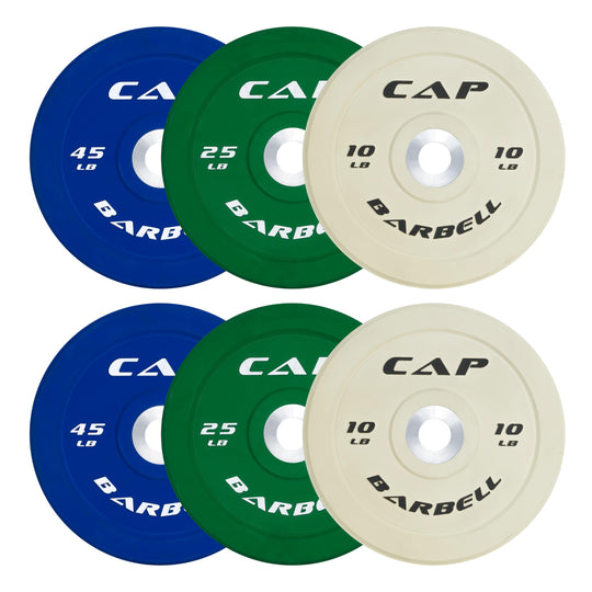 CAP Olympic Bumper Plate Weight Set 100–370LB for Home Gyms