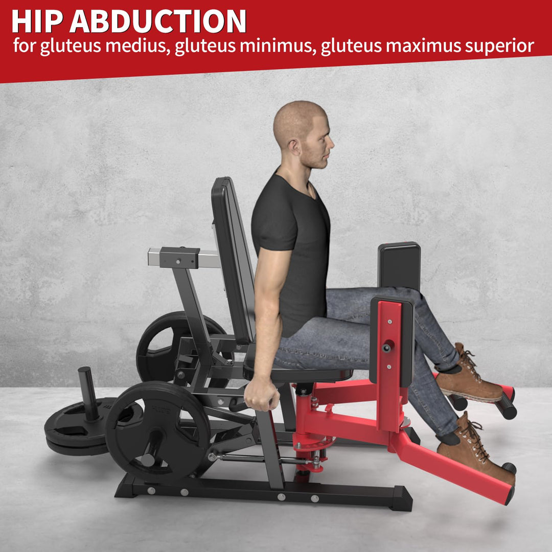Hip Abductor Machine, Inner and Outer Thigh Machine, Abductor Adductor Machine, Hip Abduction Machine with 6 Levels Gear System &amp; 4-Position Backrest Adjustment, Home Gym Equipment (Red) - Dreamchaser Headquarters