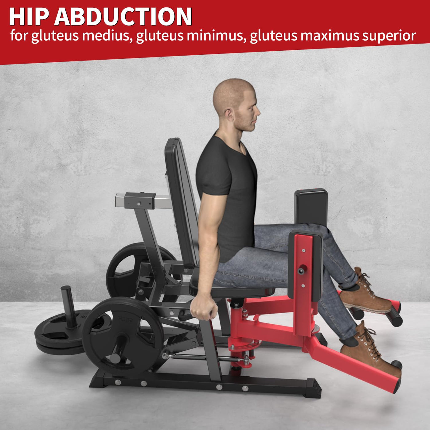 Hip Abductor Machine, Inner and Outer Thigh Machine, Abductor Adductor Machine, Hip Abduction Machine with 6 Levels Gear System & 4-Position Backrest Adjustment, Home Gym Equipment (Red) - Dreamchaser Headquarters