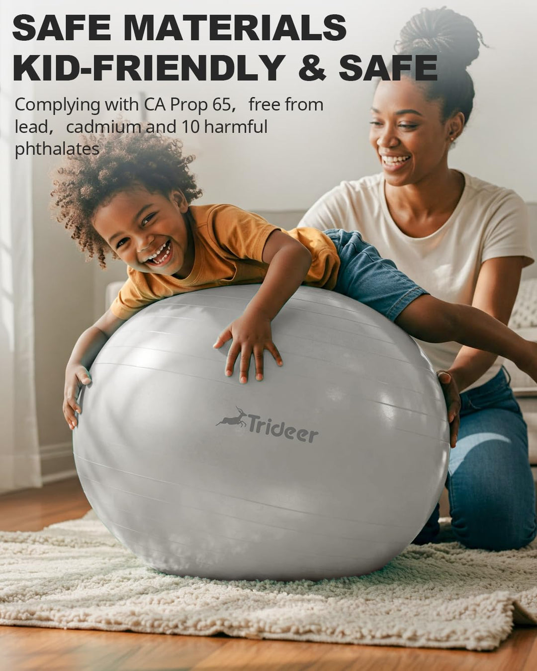 Trideer Exercise Ball for Therapy, Pregnancy &amp; Fitness - Non-Slip, Safe Design, Quick Pump Included, 5 Sizes - Dreamchaser Headquarters