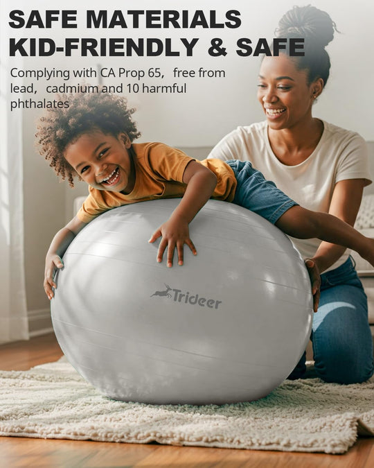 Trideer Exercise Ball for Therapy, Pregnancy &amp; Fitness - Non-Slip, Safe Design, Quick Pump Included, 5 Sizes - Dreamchaser Headquarters