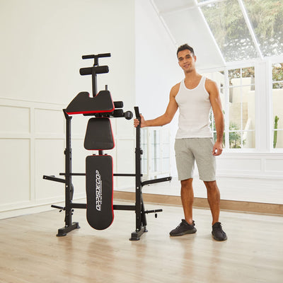 Anti-slip design base of OPPSDECOR Weight Bench Set, ensuring stability and safety during workouts with this home gym equipment.