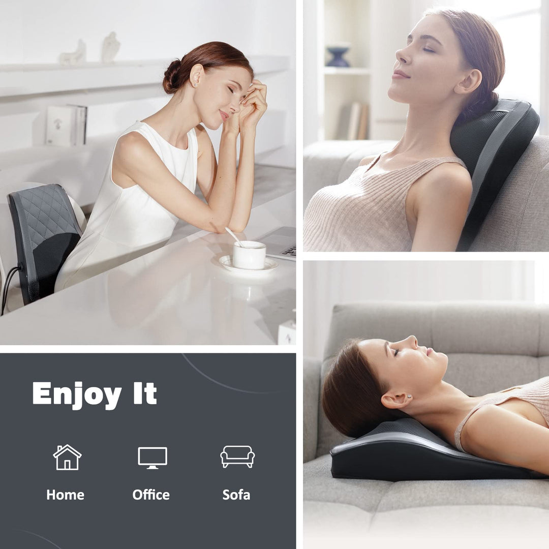 Boriwat Back Massager with Heat highlighting its therapeutic benefits for back and shoulder pain.