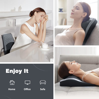 Boriwat Back Massager with Heat highlighting its therapeutic benefits for back and shoulder pain.