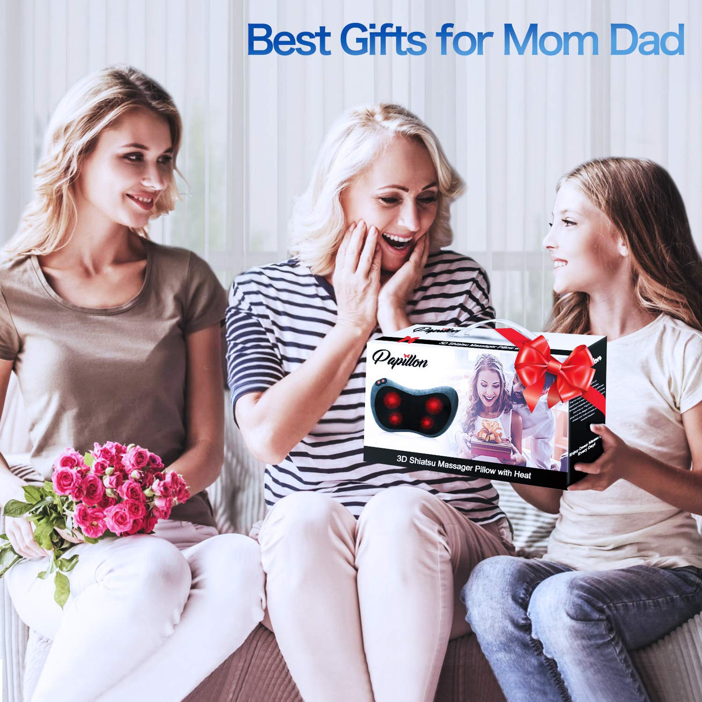Relaxation Made Easy - Convenient operation of the Papillon massage pillow with heat for everyday use.