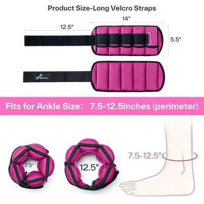 Sportneer Adjustable Weighted Ankle Weights Set 1 Pair 2 4 6 8 10 Lbs Leg Weight Straps for Women Men for Gym,Fitness, Workout,Walking, Jogging,1-5 lbs for Each Ankle, 1 Pair 2-10 lbs (Black) - Dreamchaser Headquarters