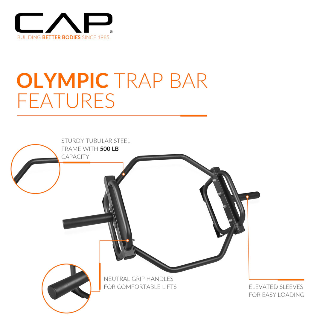 Barbell Olympic Trap Bar for Deadlifts, Shrugs &amp; Full-Body Strength Training | Heavy-Duty Hex Bar | DreamchaserHQ
