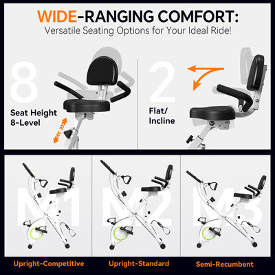 Highlighting the indoor workout capabilities of the foldable exercise bike.
