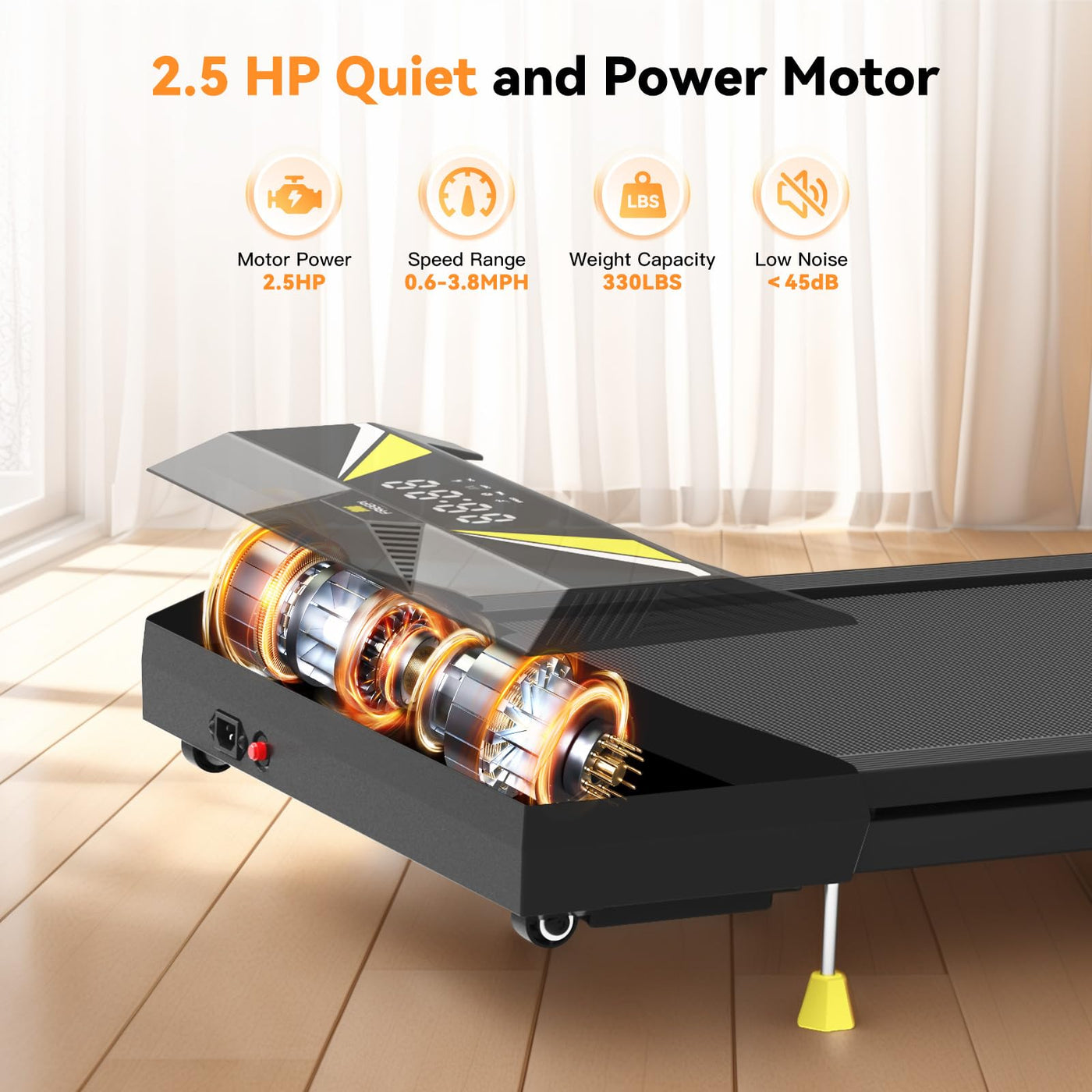 Walking Pad Treadmill features, emphasizing its design as a portable treadmill for home workouts.