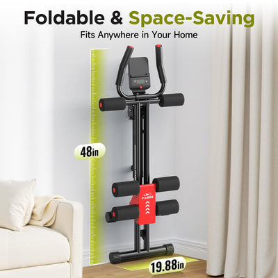 Easily assembled adjustable ab machine with a compact design for efficient home gym storage.