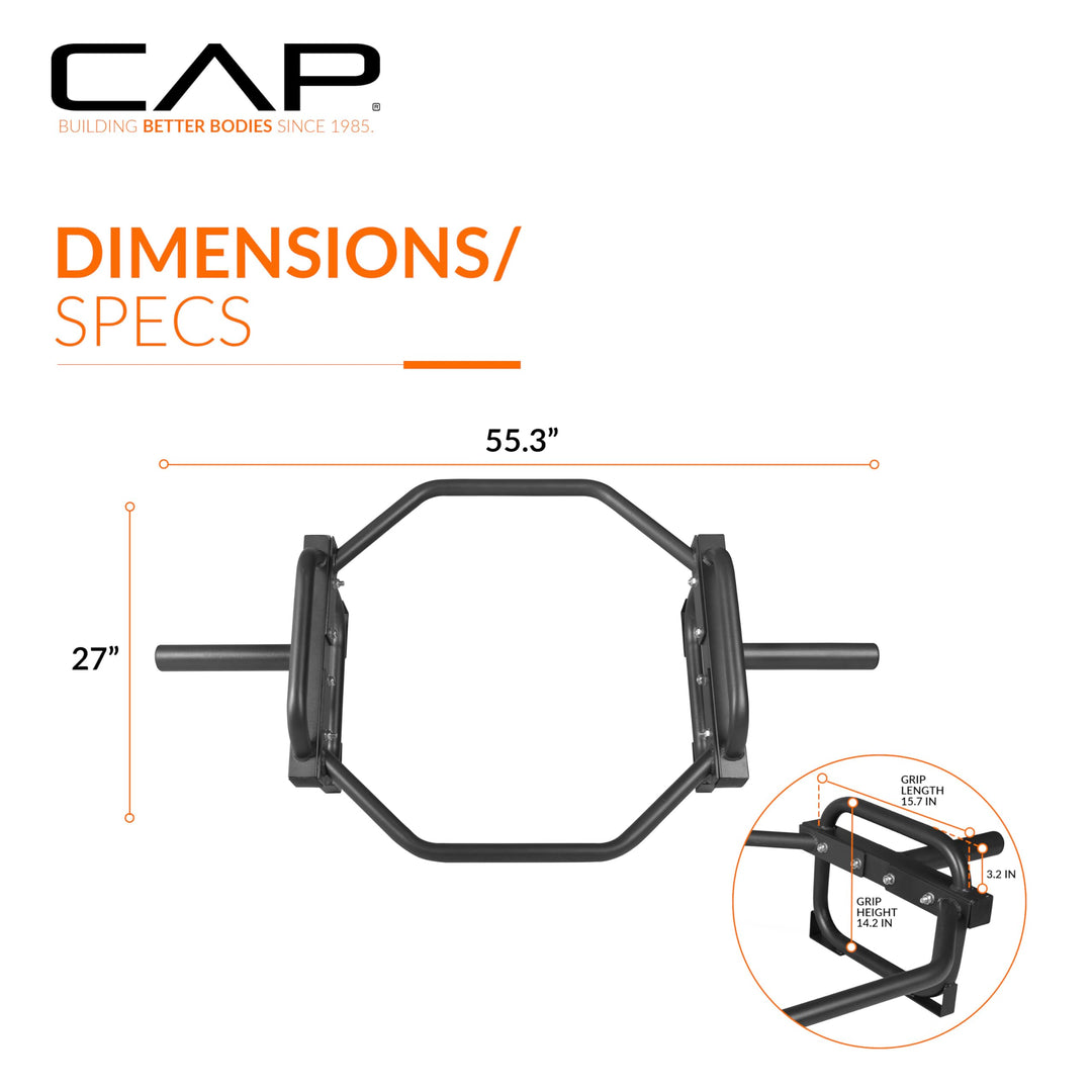 Barbell Olympic Trap Bar for Deadlifts, Shrugs &amp; Full-Body Strength Training | Heavy-Duty Hex Bar | DreamchaserHQ