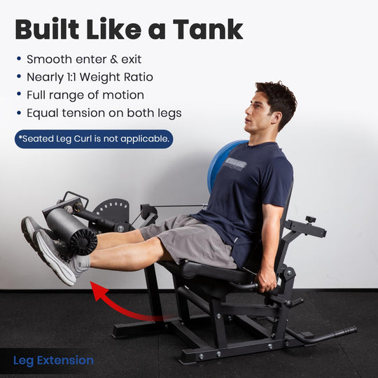 LIONSCOOL Leg Extension and Curl Machine V4.0, 1100lbs Capacity Adjustable Seated Leg Extension, Lying Leg Curl Bench, Cable Operated 2” Plate Loadable Lower Body Exercise Equipment for Home Gym - Dreamchaser Headquarters