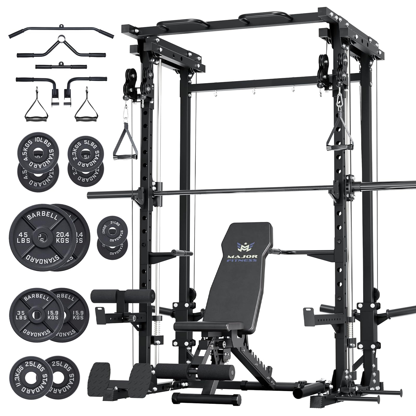Major Fitness Drone3 Machine – All-in-One Home Gym Squat Rack with Weight Bar, Cable Crossover Machine - Dreamchaser Headquarters