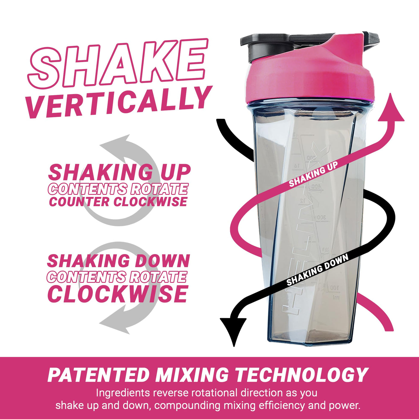 HELIMIX 2.0 Vortex Blender Shaker Bottle demonstrating its capacity and user-friendly design.