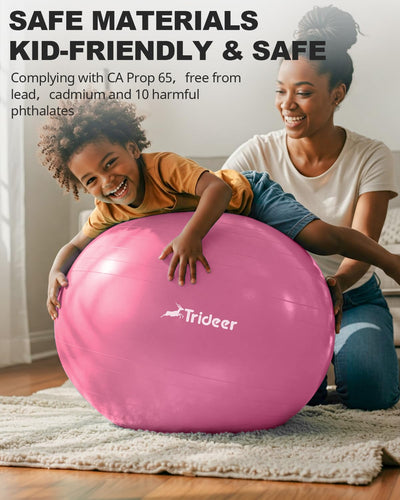 Trideer Yoga Ball with user demonstrating core exercises, highlighting its function as an exercise ball for therapy.