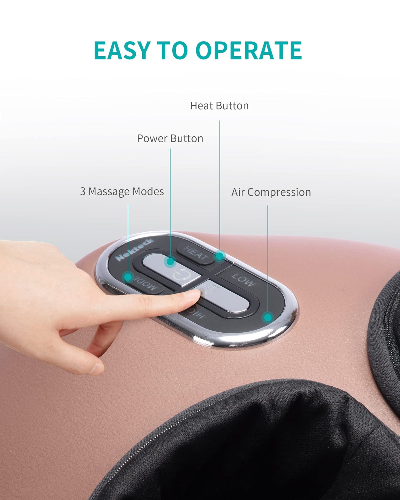 Person using the Nekteck Shiatsu Foot Massager, highlights its benefits for deep tissue foot therapy at home.