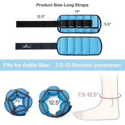 Sportneer Adjustable Weighted Ankle Weights Set 1 Pair 2 4 6 8 10 Lbs Leg Weight Straps for Women Men for Gym,Fitness, Workout,Walking, Jogging,1-5 lbs for Each Ankle, 1 Pair 2-10 lbs (Black) - Dreamchaser Headquarters