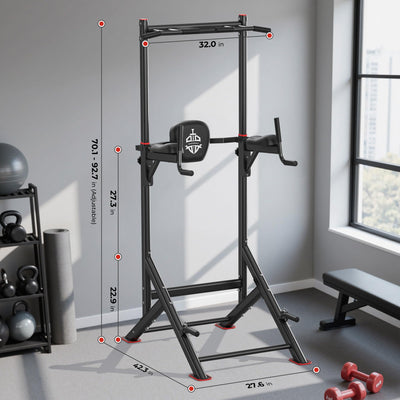 User-friendly setup of the Sportsroyals Power Tower with a pull up bar for home gym efficiency.