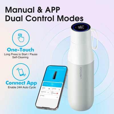 VSITOO 33 oz Smart Self-Cleaning Water Bottle,Stainless Steel Vacuum Flask,BPA-Free, One-Touch Clean,30-Day Battery, Magnetic Charging,Portable Bottle for Travel,Gym or Office,Black - Dreamchaser Headquarters
