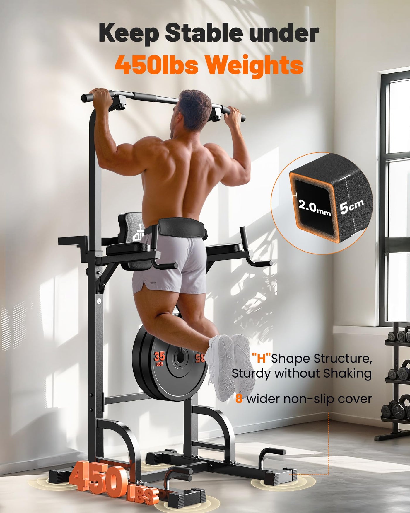 Versatile Sportsroyals Power Tower featuring a pull up bar for home gym exercises, ideal for pull-ups and dips.
