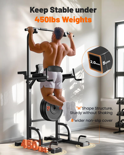 Versatile Sportsroyals Power Tower featuring a pull up bar for home gym exercises, ideal for pull-ups and dips.