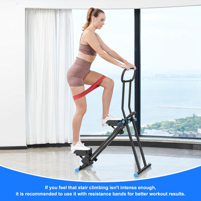 Dimension specifications of the HXD-ERGO vertical climber machine, illustrating its compact size when folded.