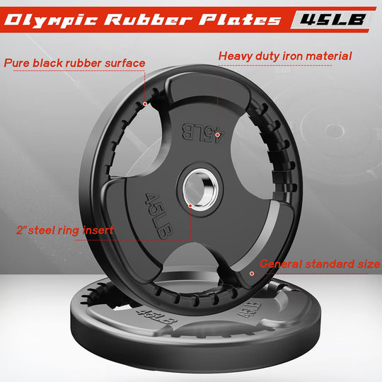 RitFit Rubber Grip Weight Plates – Olympic Plates for Safer, Stronger Barbell Training at Home - Dreamchaser Headquarters