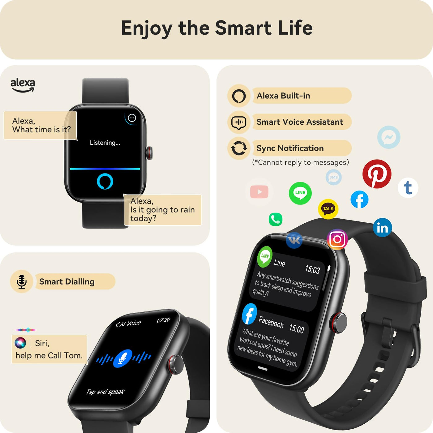 Smart Watch for Women Men, Smartwatch for iPhone & Android Bluetooth (Answer/Call) Built-in Alexa, 1.91" HD Fitness Tracker with 105+ Sport Modes, IP68 Waterproof, Sleep/Heart Rate/SpO2/Stress Monitor - Dreamchaser Headquarters