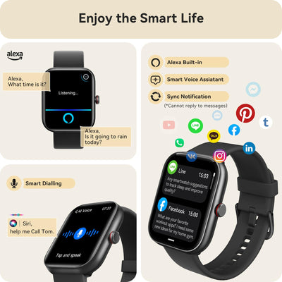 Smart Watch for Women Men, Smartwatch for iPhone & Android Bluetooth (Answer/Call) Built-in Alexa, 1.91" HD Fitness Tracker with 105+ Sport Modes, IP68 Waterproof, Sleep/Heart Rate/SpO2/Stress Monitor - Dreamchaser Headquarters
