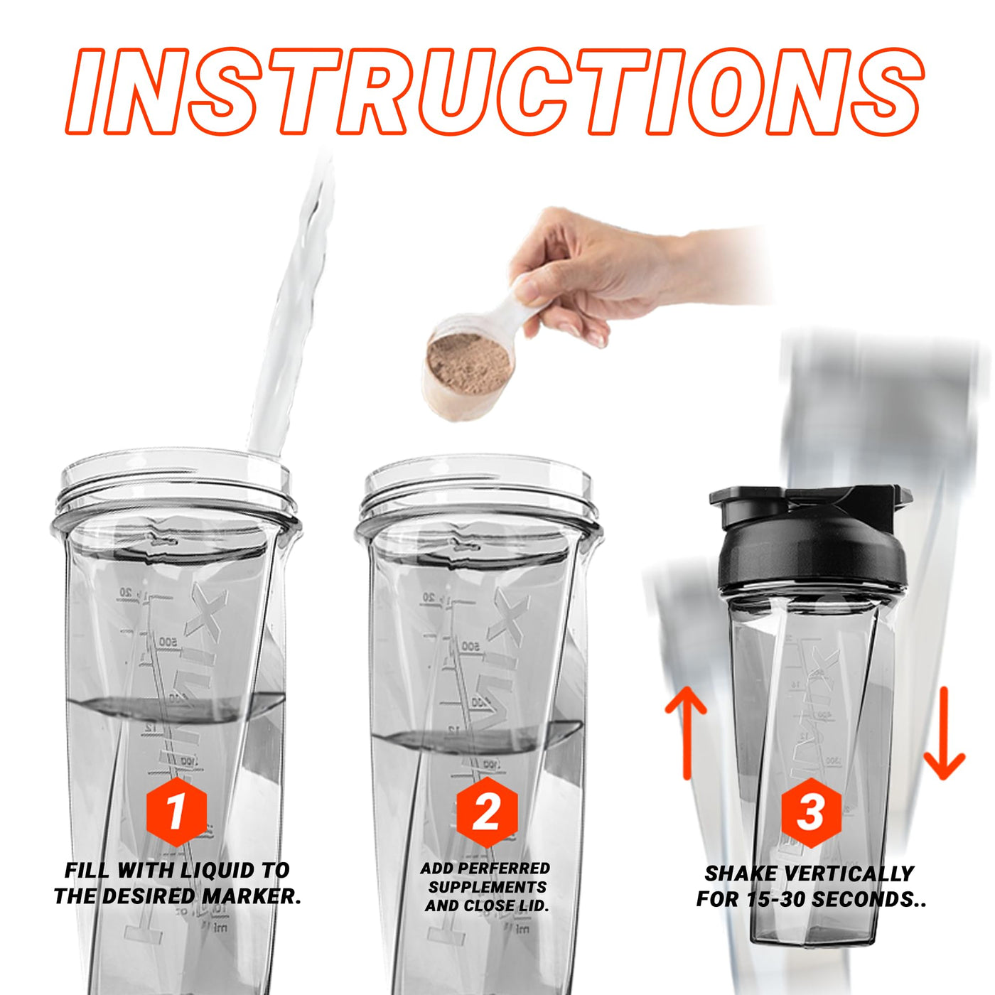 Close-up of HELIMIX 2.0 Vortex Blender Shaker Bottle showcasing its BPA-free and odor-resistant material.