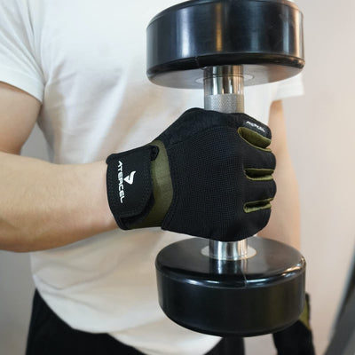 Fitness enthusiast demonstrating ATERCEL Workout Gloves, essential for workout gloves for weight lifting.