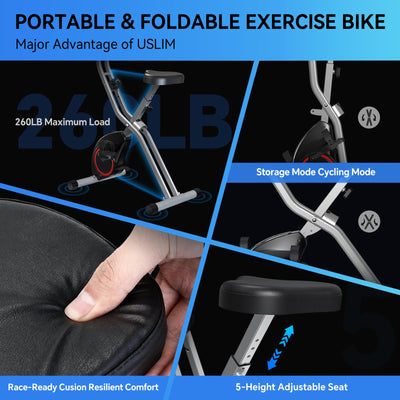 User engaging with the LCD display on a foldable exercise bike during a workout.