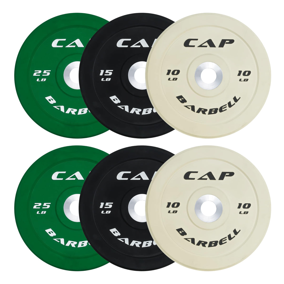 CAP Olympic Bumper Plate Weight Set 100–370LB for Home Gyms
