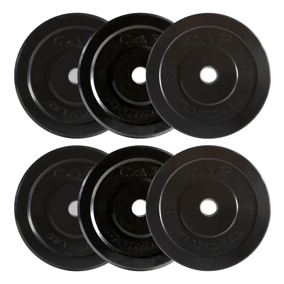 CAP Olympic Bumper Plate Weight Set 100–370LB for Home Gyms