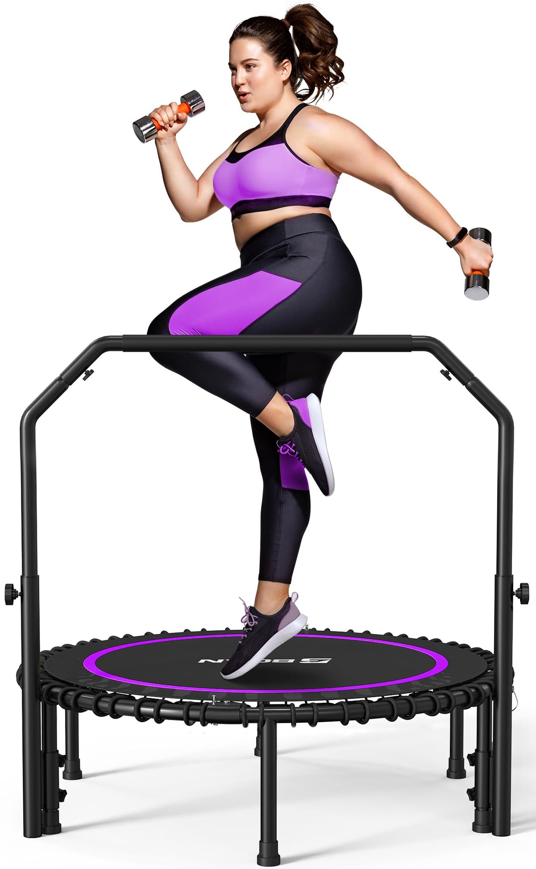 BCAN 40" Fitness Trampoline With Handle - Adjustable Foam, 450 LBS Capacity, Portable &amp; Quiet - Green - Dreamchaser Headquarters