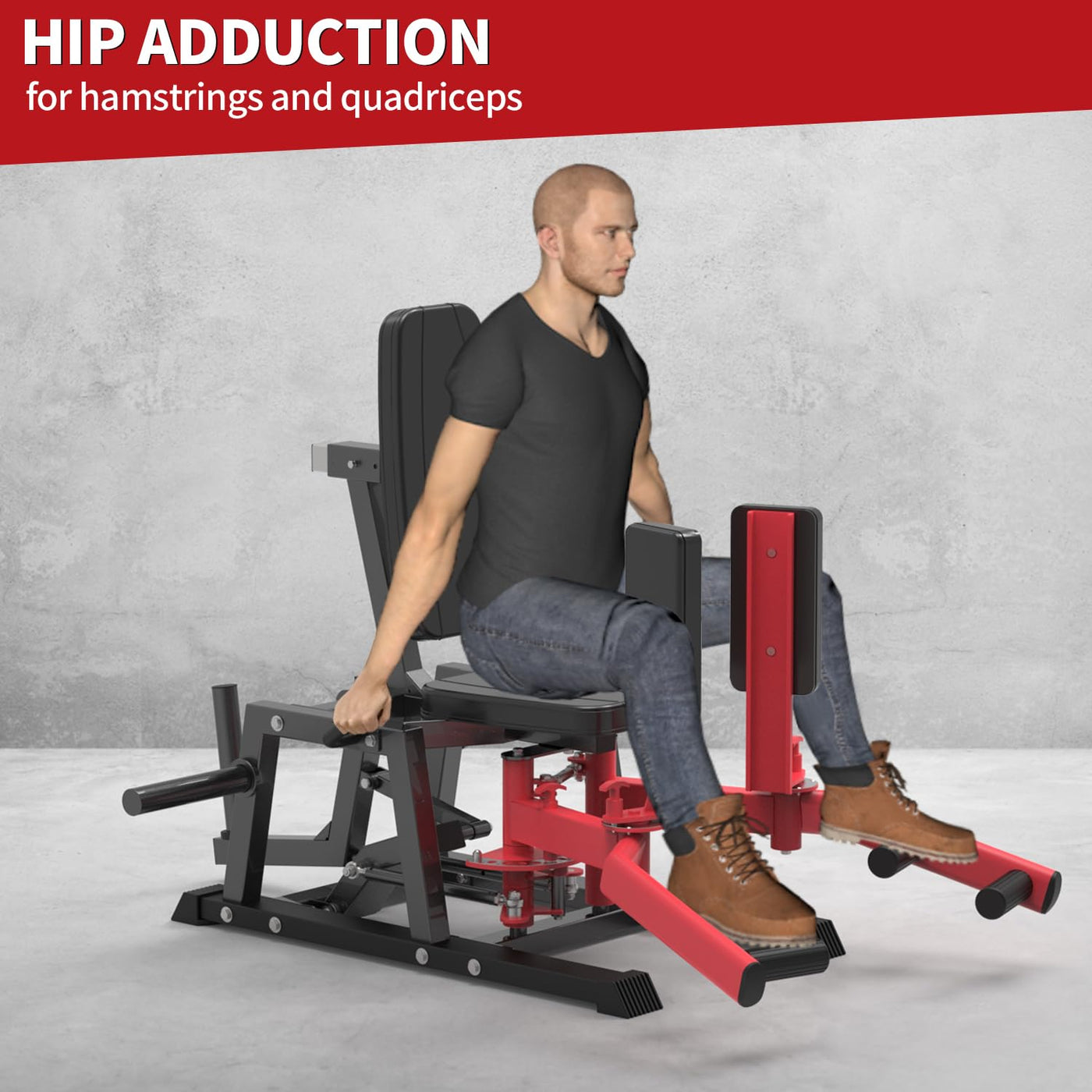 Hip Abductor Machine, Inner and Outer Thigh Machine, Abductor Adductor Machine, Hip Abduction Machine with 6 Levels Gear System & 4-Position Backrest Adjustment, Home Gym Equipment (Red) - Dreamchaser Headquarters