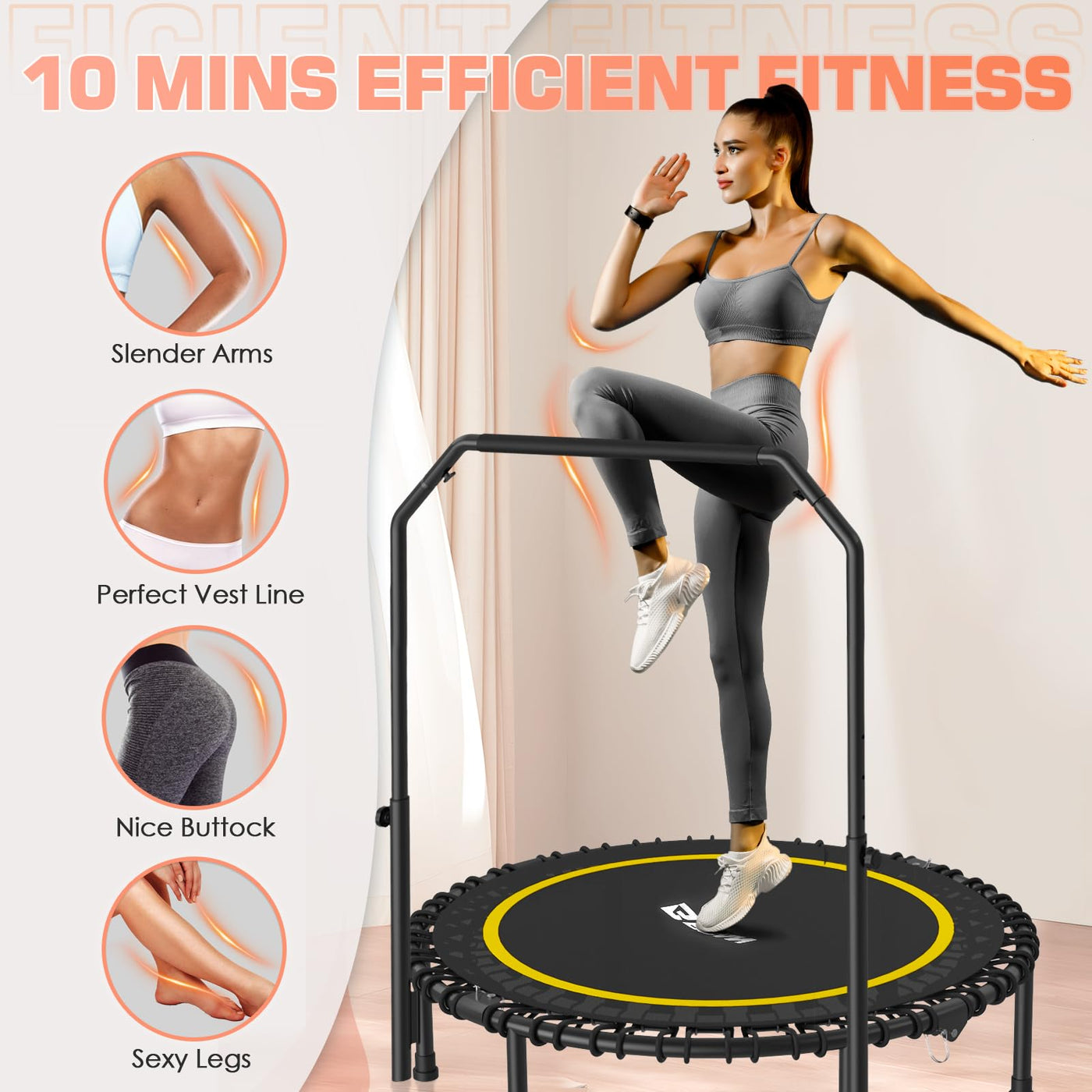 BCAN 40" Fitness Trampoline With Handle - Adjustable Foam, 450 LBS Capacity, Portable & Quiet - Green - Dreamchaser Headquarters