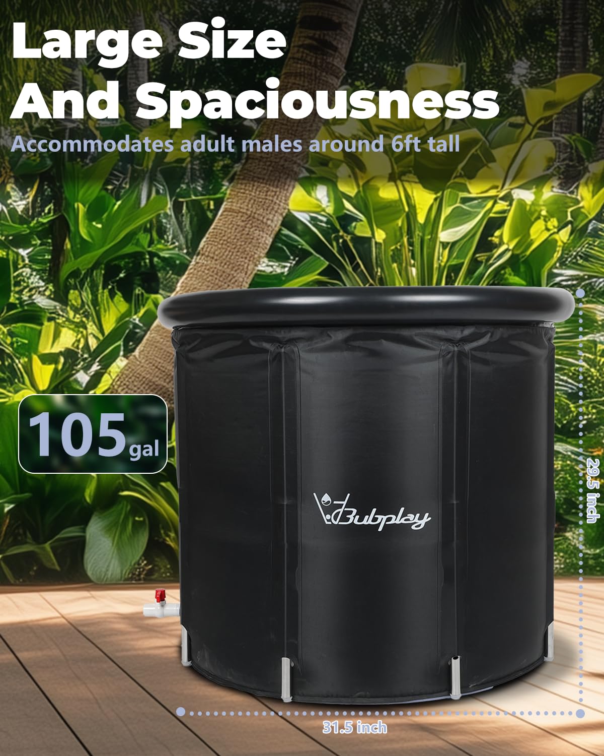 XL Ice Bath Tub featuring spacious design accommodating various body types - the ultimate cold plunge tub.