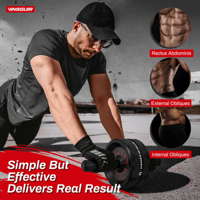 Vinsguir Ab Roller Wheel with EVA rubber handles designed for a non-slip grip during core workouts.