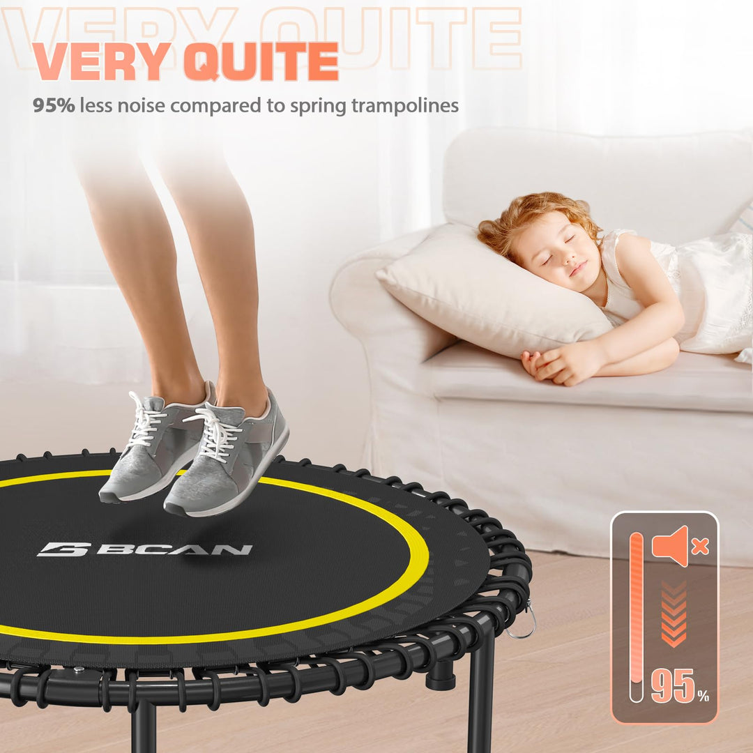 BCAN 40" Fitness Trampoline With Handle - Adjustable Foam, 450 LBS Capacity, Portable &amp; Quiet - Green - Dreamchaser Headquarters