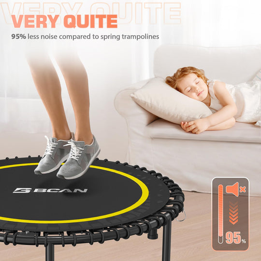 BCAN 40" Fitness Trampoline With Handle - Adjustable Foam, 450 LBS Capacity, Portable &amp; Quiet - Green - Dreamchaser Headquarters