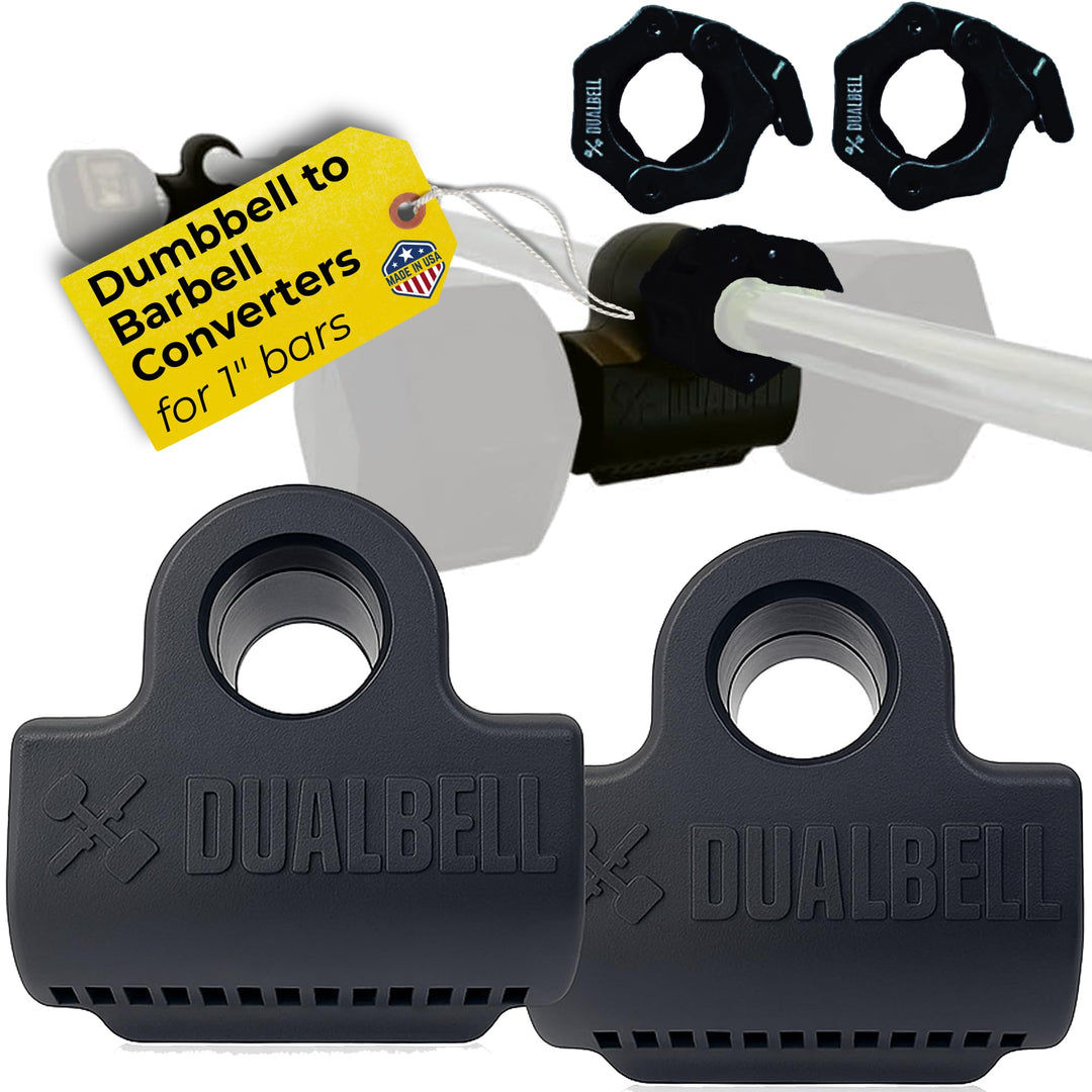 Dualbell Pair Connect Dumbbells to Barbell for Full-Body Strength Training | Adjustable Dumbbell-to-Barbell Conversion System | DreamchaserHQ